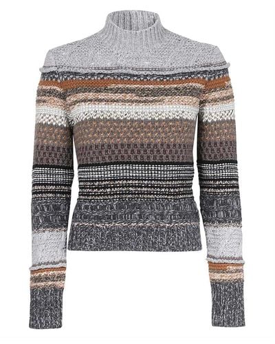 Chloé Ribbed Turtleneck Sweater - Gray