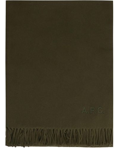 A.P.C. Alix Wool Scarf With Fringes - Green