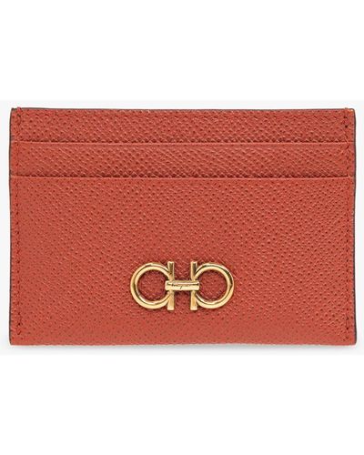 Ferragamo Leather Card Holder - Red