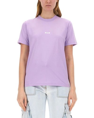 MSGM T-Shirt With Logo - Purple