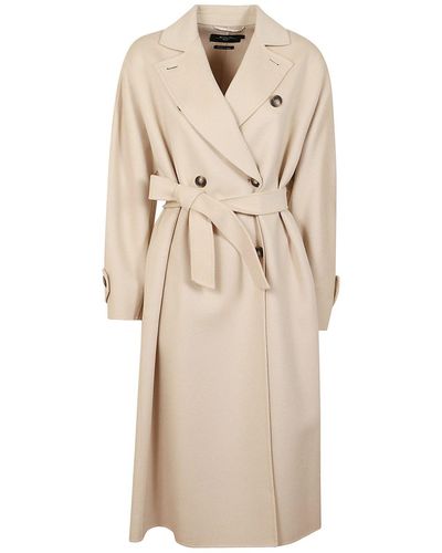Weekend by Maxmara Double-Breasted Belted Coat - Natural