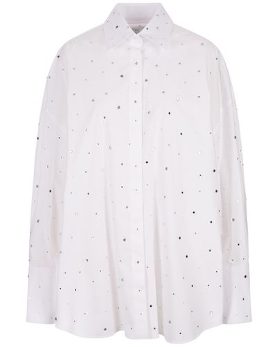 GIUSEPPE DI MORABITO Over Fit Shirt With All-Over Stass - White