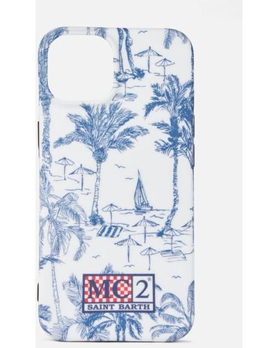 Mc2 Saint Barth Cover For Iphone 13/14 With Toile De Jouy Print - Blue