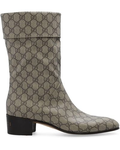 Gucci Heeled Monogram Boots - Gray