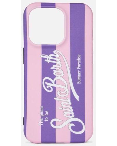 Mc2 Saint Barth Cover For Iphone 14 Pro With Striped Print - Purple