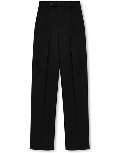 Alexander McQueen Wool Pleat-front Pants - Black