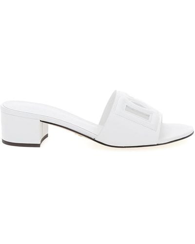 Dolce & Gabbana Flat Rubber Dg Slide - White