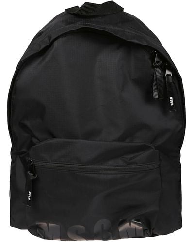 MSGM Logo Printed Zip Around Backpack - Black