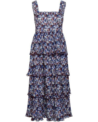 Ganni Multicolor Polyester Dress - Blue