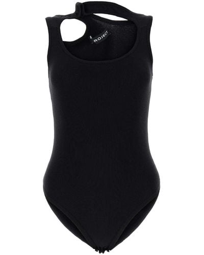 Y. Project Stretch Viscose Blend Bodysuit - Black