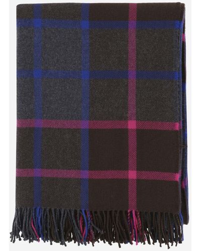 Etro Wool Scarf With Check Pattern - Blue