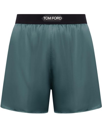 Tom Ford Stretch Silk Satin Pj Shorts - Green