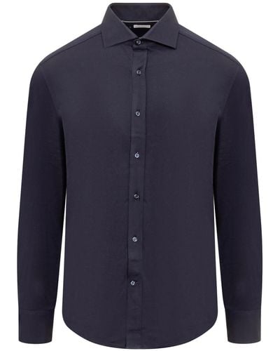 Brunello Cucinelli Cotton Jersey Shirt - Blue