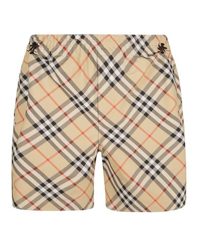 Burberry House Checked Shorts - Natural
