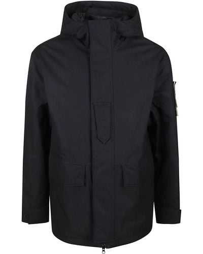 Stone Island Concealed Fitted Parka - Blue