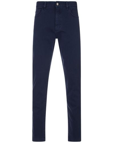 Zegna Utility Stretch Cotton Roccia Jeans - Blue