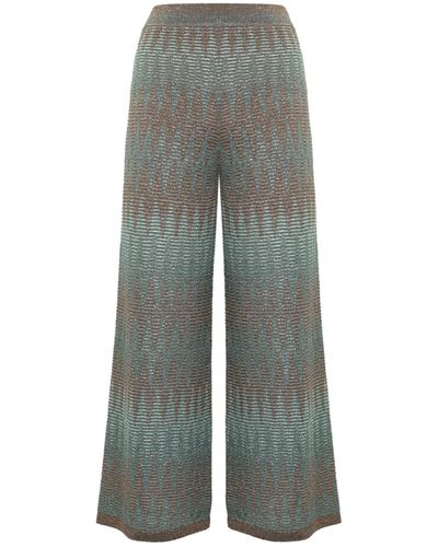 D.exterior Patterned Viscose Trousers - Grey