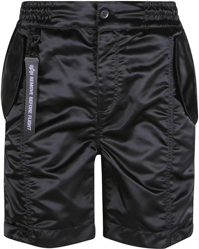 Alpha Industries Buttoned Nylon Shorts - Black
