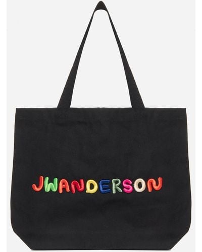 JW Anderson Logo Canvas Tote Bag - Black