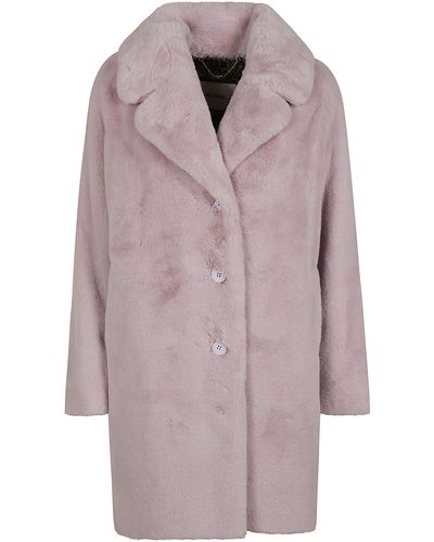 Blugirl Blumarine Fur Applique Coat - Purple