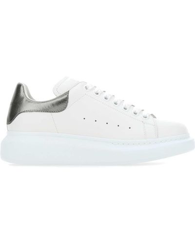 Alexander McQueen Leather Trainers With Lead Leather Heel - White