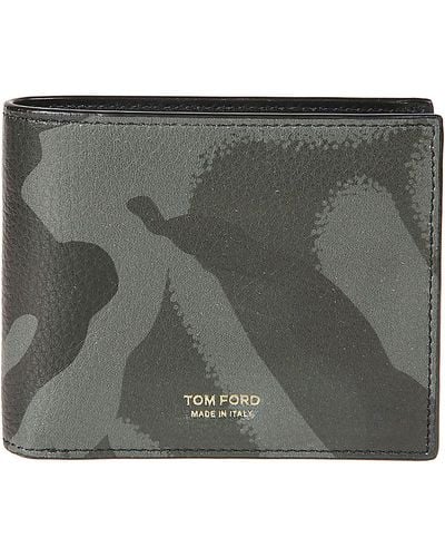 Tom Ford Camouflage Printed Bi-fold Wallet - Gray