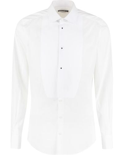 Dolce & Gabbana Poplin Tuxedo Shirt - White