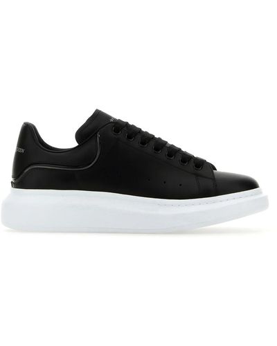 Alexander McQueen Leather Trainers With Leather Heel - Black