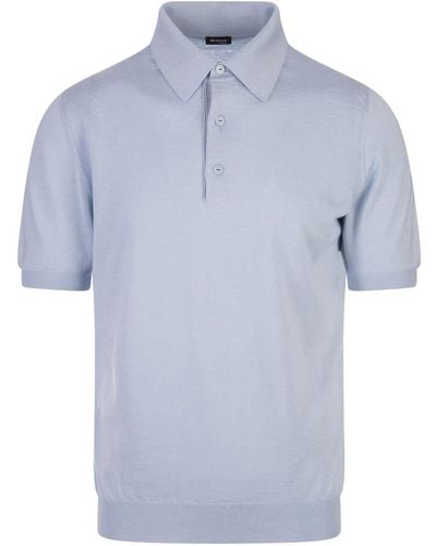 Kiton Sky Knitted Short-Sleeved Polo Shirt - Blue