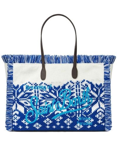 Mc2 Saint Barth Vanity Wooly Shoulder Bag With Nordic Pattern - Blue