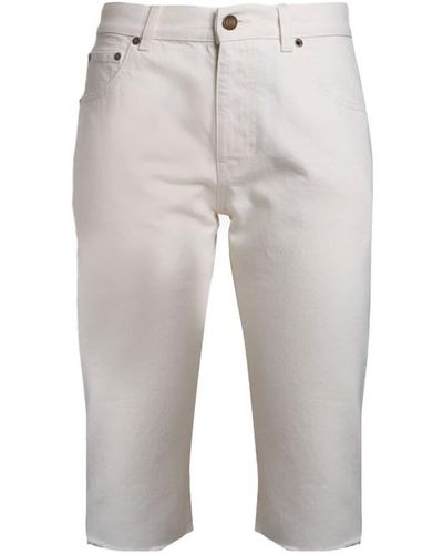 Saint Laurent Cotton Denim Bermuda Shorts - White