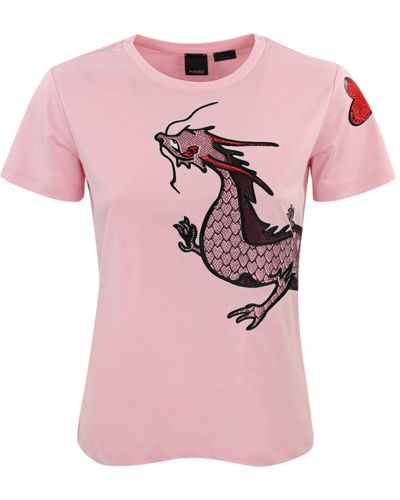 Pinko Quentin T-Shirt With Glitter Design - Pink