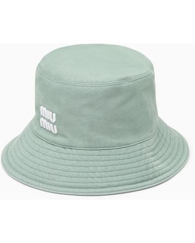 Miu Miu Aquamarine Cotton Bucket Hat - Green