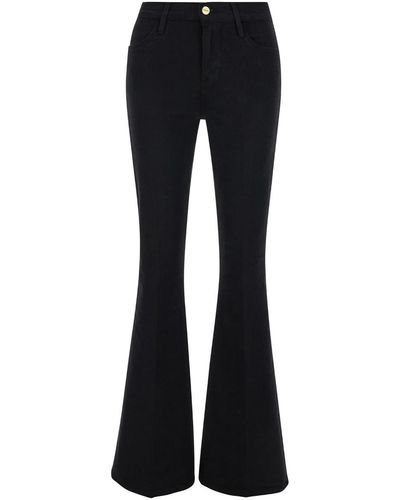 FRAME Le High Flare Jeans With Flared Bottom - Black