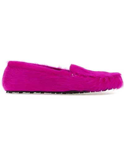 Marni Calf Hair Loafers - Purple