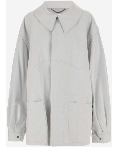 Maison Margiela Cotton Jacket With Oversize Collar - Gray