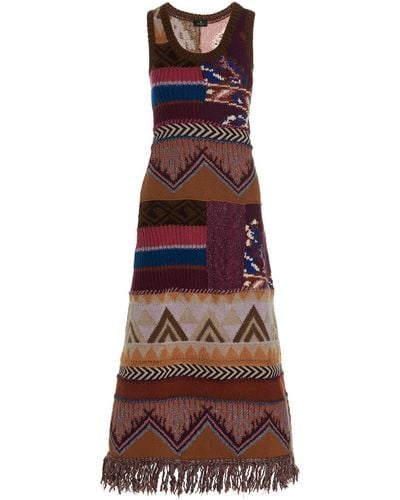 Etro Patchwork Knit Maxi Dress - Multicolor