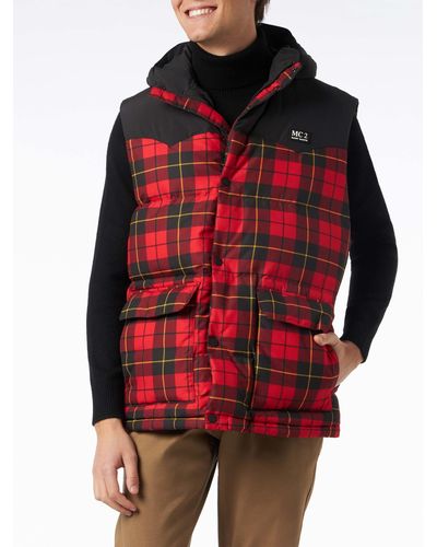 Mc2 Saint Barth Tartan Down Vest - Red