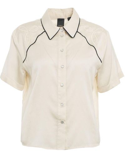 Pinko Bow Pattern Short-Sleeved Shirt - White