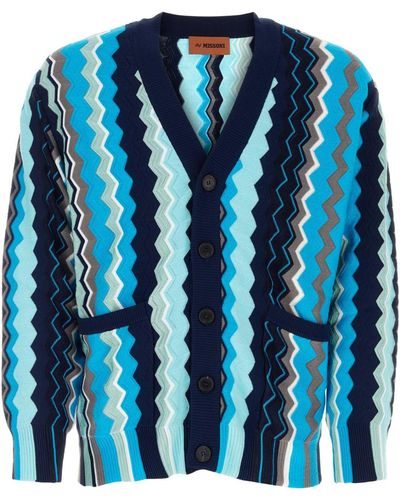 Missoni Embroidered Cotton Blend Cardigan - Blue