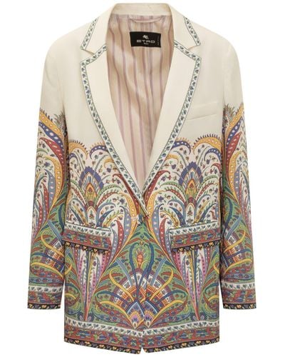 Etro Abstract Floral Print Jacket - White