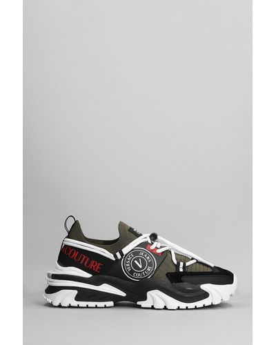 Versace Sneakers In Black Synthetic Fibers - Gray