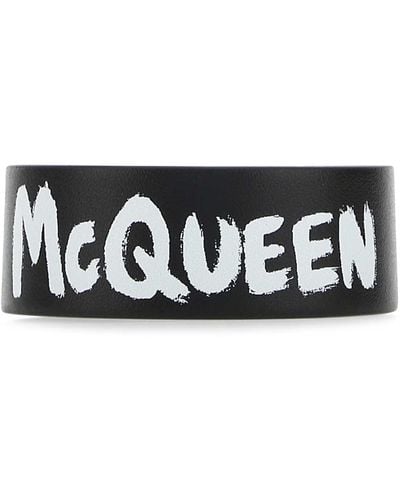 Alexander McQueen Leather Bracelet Alexa - Black