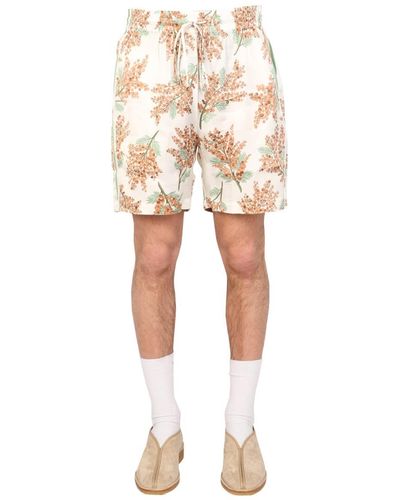 MOUTY Bermuda Floral Print Shorts - Natural