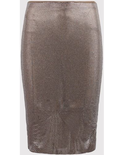 GIUSEPPE DI MORABITO Midi Skirt With All-Over Micro Rhinestones - Brown