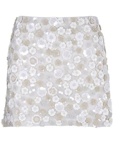 P.A.R.O.S.H. Sequin-embellished Straight Hem Mini Skirt - White