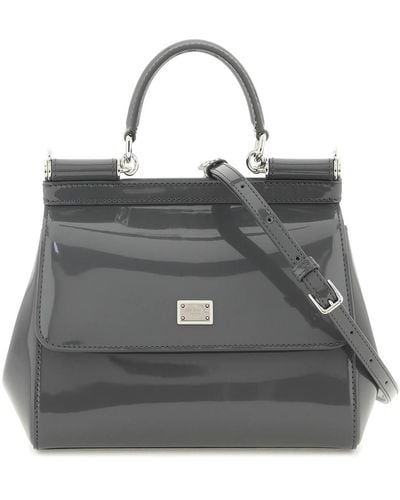 Dolce & Gabbana Patent Leather Sicily Handbag - Gray