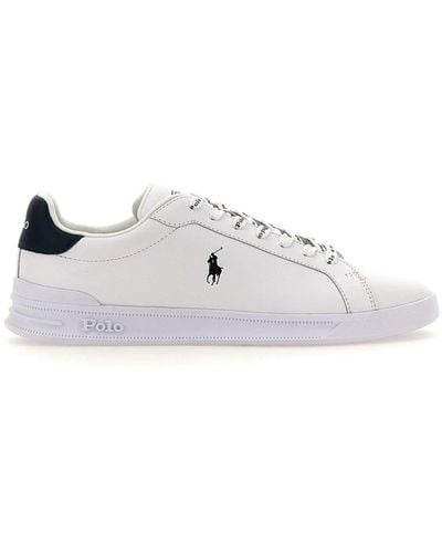 Ralph Lauren Heritage Court Ii Branded Leather Low-top Sneakers - White