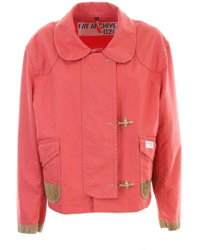 Fay 3 Hook Jacket With Large Pockets - Red