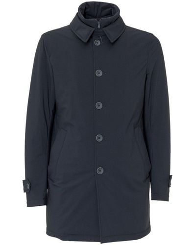 Herno Buttoned Down Coat - Blue